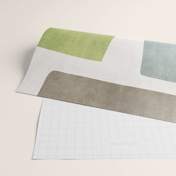 Organic Shapes Modern Colors Linen Artwork Wrapping Paper Gallery Image 2