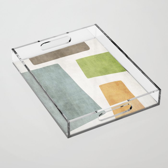 Organic Shapes Modern Colors Linen Artwork Acrylic Tray Gallery Image 1