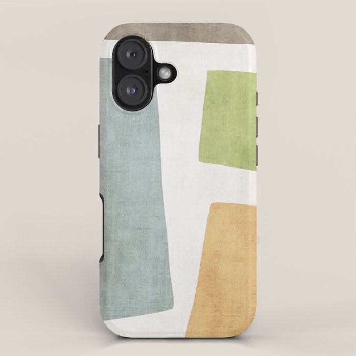 Organic Shapes Modern Colors Linen Artwork iPhone Case Gallery Image 1