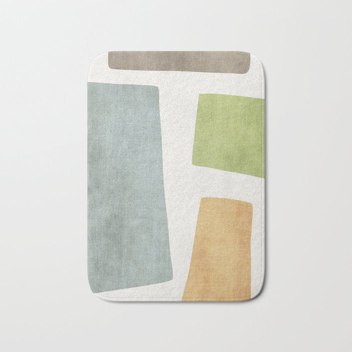 Organic Shapes Modern Colors Linen Artwork Bath Mat Gallery Image 1