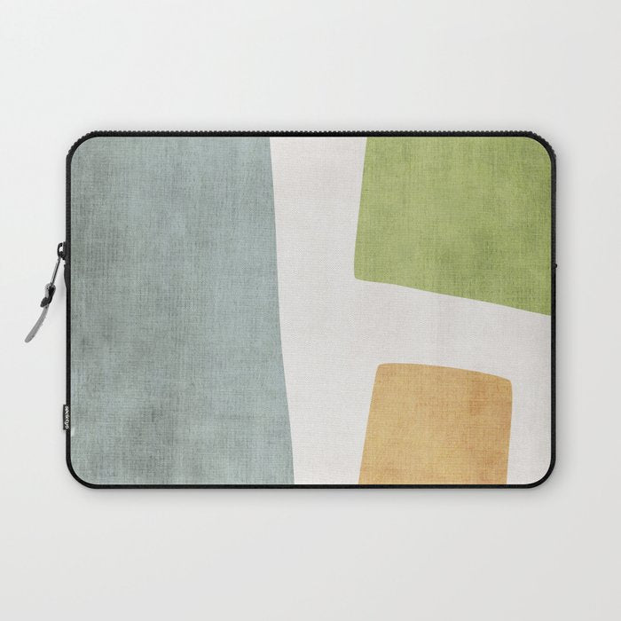 Organic Shapes Modern Colors Linen Artwork Laptop Sleeve Gallery Image 1