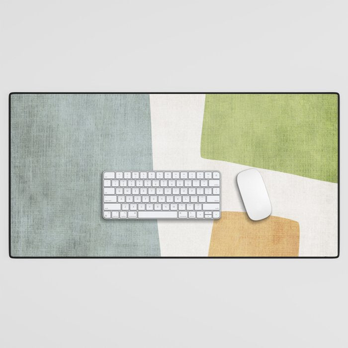 Organic Shapes Modern Colors Linen Artwork Desk Mat Gallery Image 1