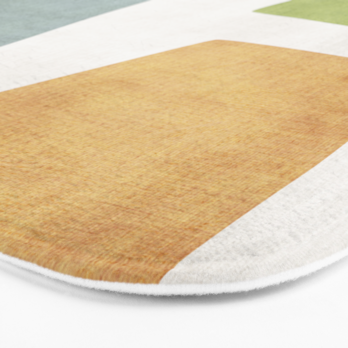 Organic Shapes Modern Colors Linen Artwork Bath Mat Gallery Image 3