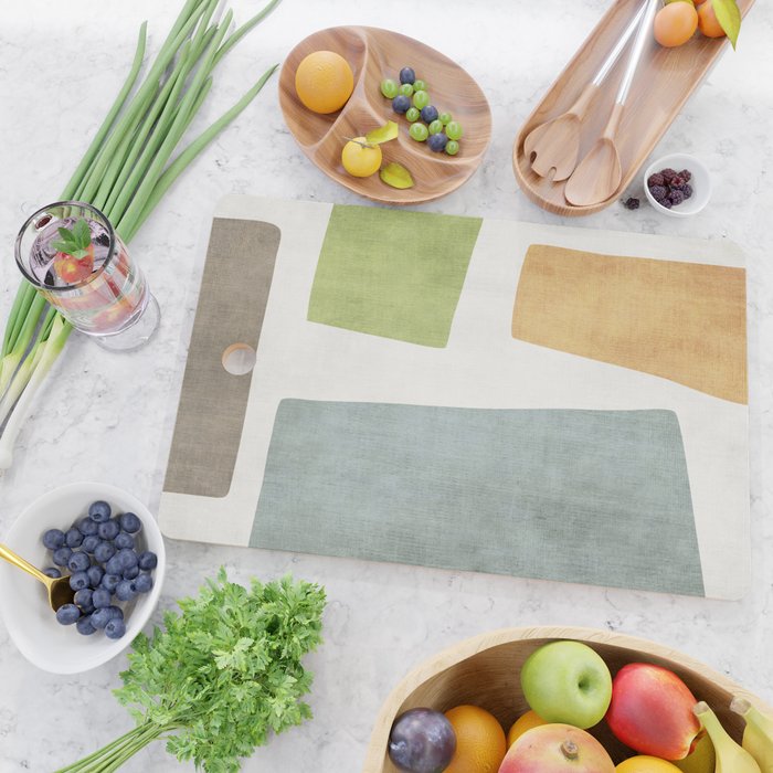Organic Shapes Modern Colors Linen Artwork Cutting Board Gallery Image 2