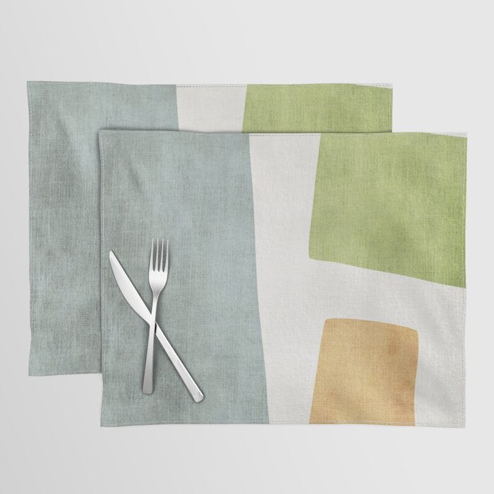 Organic Shapes Modern Colors Linen Artwork Placemat Gallery Image 1