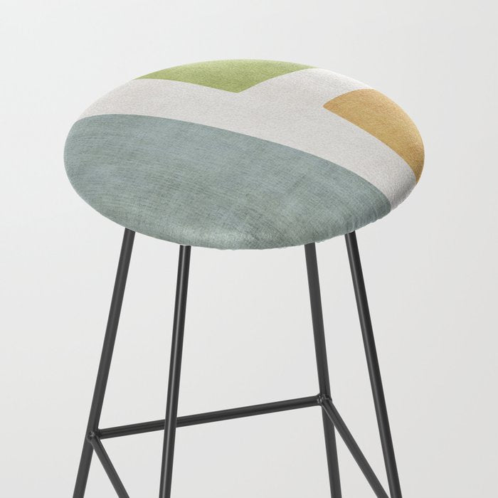 Organic Shapes Modern Colors Linen Artwork Stool Gallery Image 2