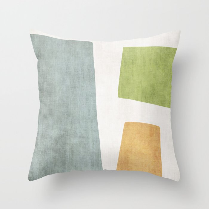 Organic Shapes Modern Colors Linen Artwork Throw Pillow Gallery Image 1