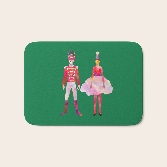 Nutcracker Ballet - Candy Cane Green Bath Mat