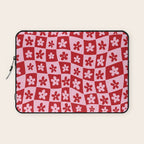 Red and Pink Retro Daisy Checkerboard Swirl Pattern Laptop Sleeve Gallery Image 1
