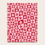 Red and Pink Retro Daisy Checkerboard Swirl Pattern Notebook Gallery Image 4