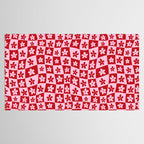 Red and Pink Retro Daisy Checkerboard Swirl Pattern Tablecloth Gallery Image 2