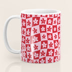 Red and Pink Retro Daisy Checkerboard Swirl Pattern Coffee Mug Gallery Image 3