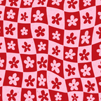 Red and Pink Retro Daisy Checkerboard Swirl Pattern Coffee Mug Gallery Image 2