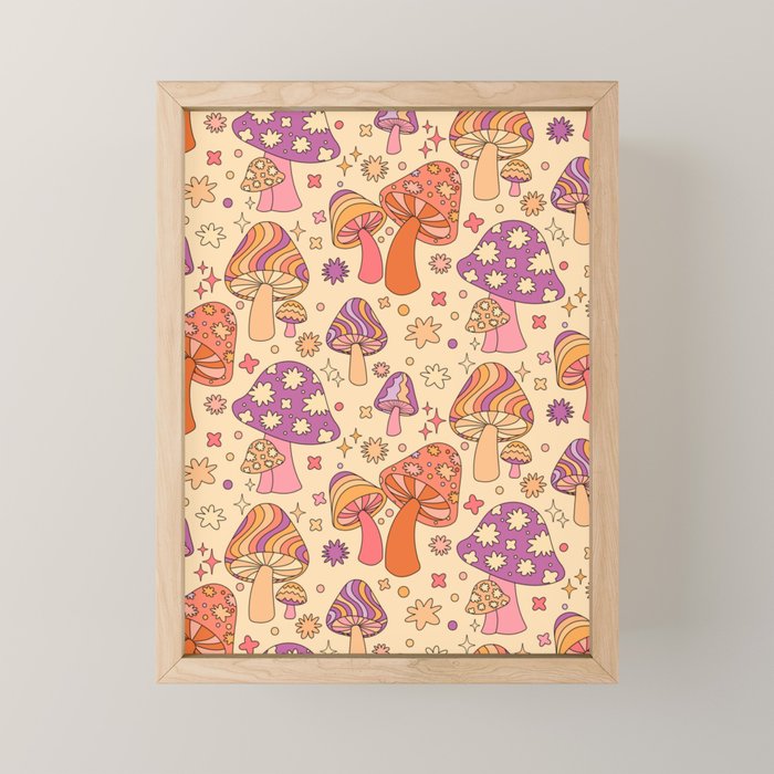 Purple & Orange Magic Mushrooms Mini Art Print Gallery Image 1