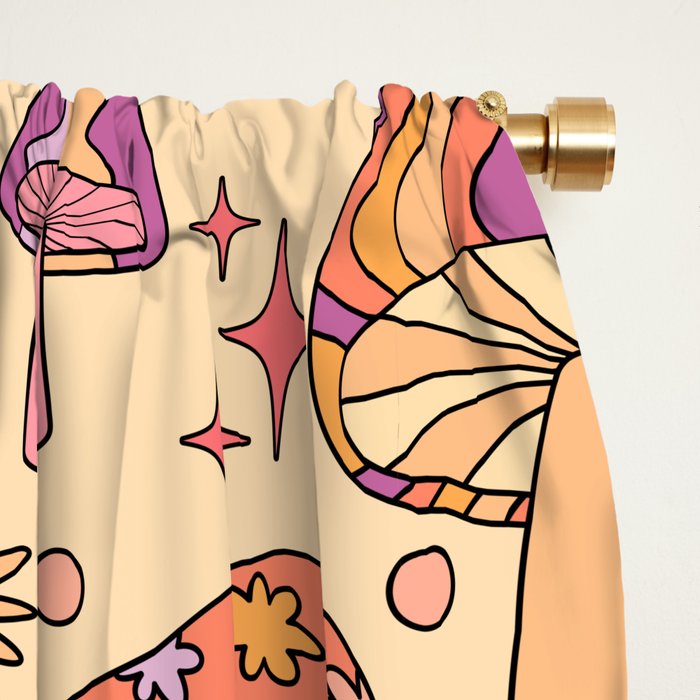 Purple & Orange Magic Mushrooms Window Curtain Gallery Image 2