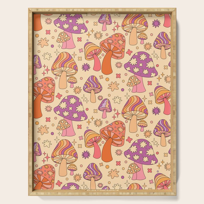 Purple & Orange Magic Mushrooms Serving Tray Gallery Image 1