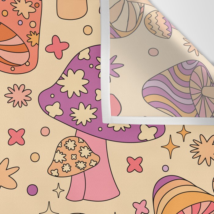 Purple & Orange Magic Mushrooms Wall Tapestry Gallery Image 3