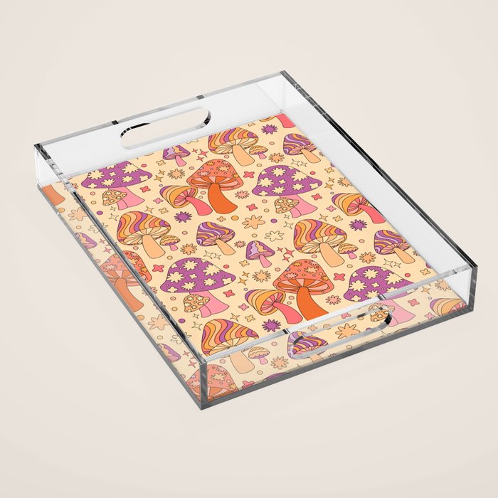 Purple & Orange Magic Mushrooms Acrylic Tray Gallery Image 1