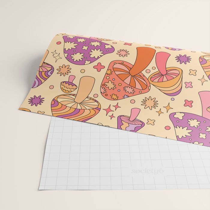 Purple & Orange Magic Mushrooms Wrapping Paper Gallery Image 2