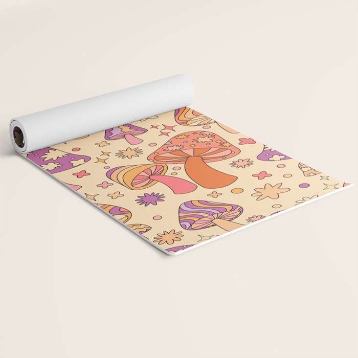 Purple & Orange Magic Mushrooms Yoga Mat Gallery Image 2