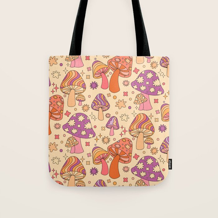 Purple & Orange Magic Mushrooms Tote Bag Gallery Image 1