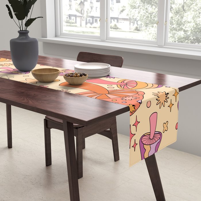 Purple & Orange Magic Mushrooms Table Runner Gallery Image 2