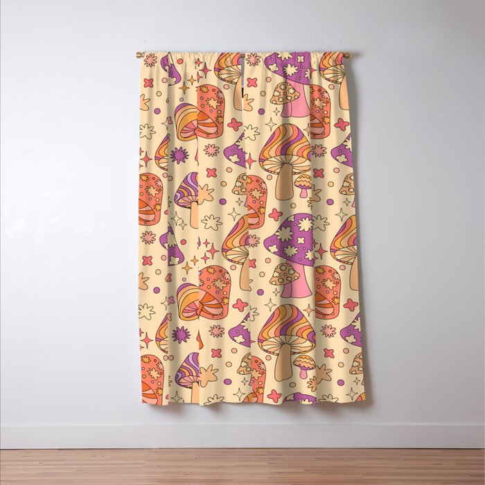 Purple & Orange Magic Mushrooms Window Curtain Gallery Image 3