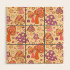 Purple & Orange Magic Mushrooms Wood Wall Art Gallery Image 1