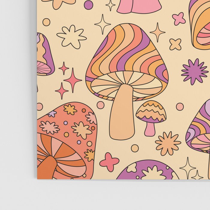 Purple & Orange Magic Mushrooms Poster Gallery Image 3