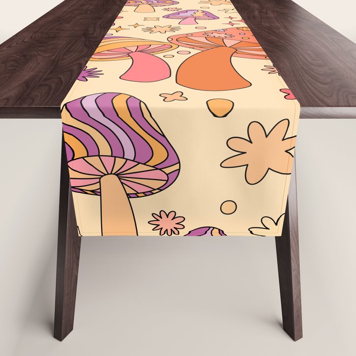 Purple & Orange Magic Mushrooms Table Runner Gallery Image 1