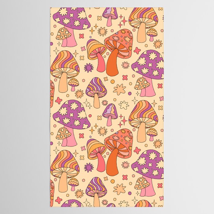 Purple & Orange Magic Mushrooms Tablecloth Gallery Image 2