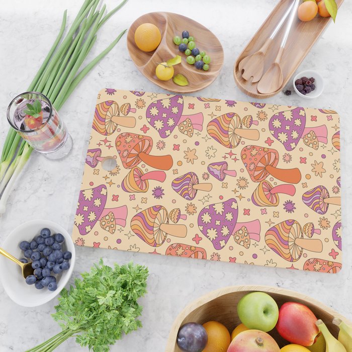 Purple & Orange Magic Mushrooms Cutting Board Gallery Image 2