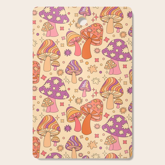 Purple & Orange Magic Mushrooms Cutting Board Gallery Image 1