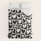 Black and white love heart checkered pattern Comforter Gallery Image 6