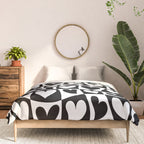 Black and white love heart checkered pattern Comforter Gallery Image 3