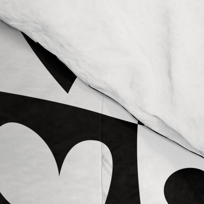 Black and white love heart checkered pattern Comforter Gallery Image 4