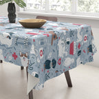 Veterinary medicine, happy and healthy friends // pastel blue background Tablecloth Gallery Image 3