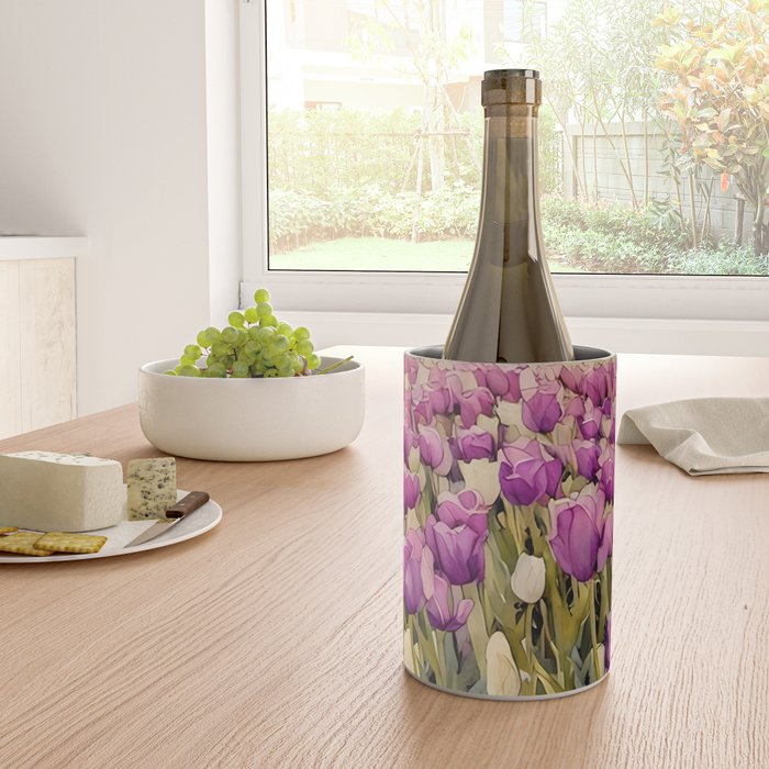 Purple tulips field  Wine Chiller Gallery Image 4