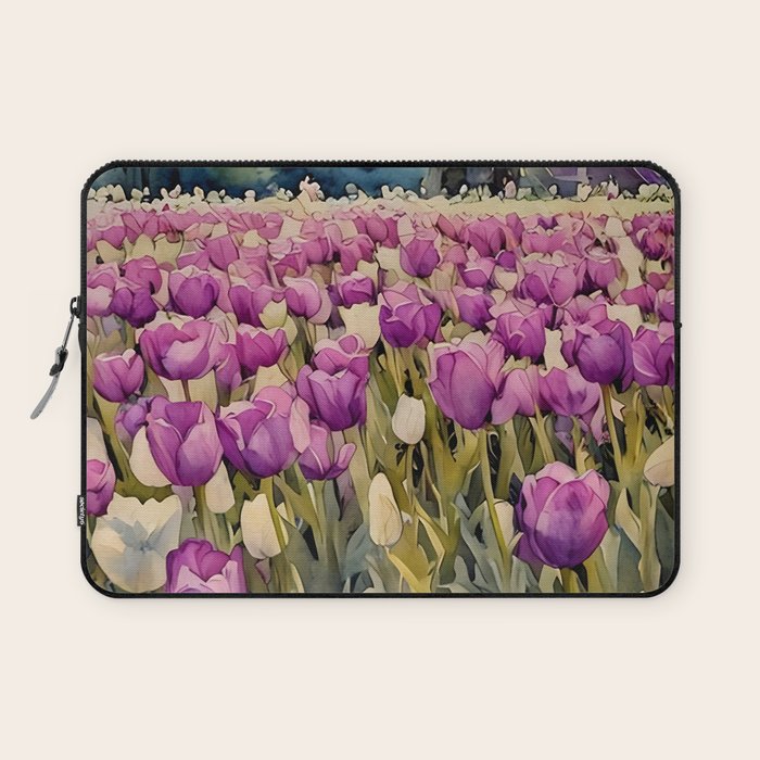 Purple tulips field  Laptop Sleeve Gallery Image 1