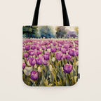 Purple tulips field  Tote Bag Gallery Image 1