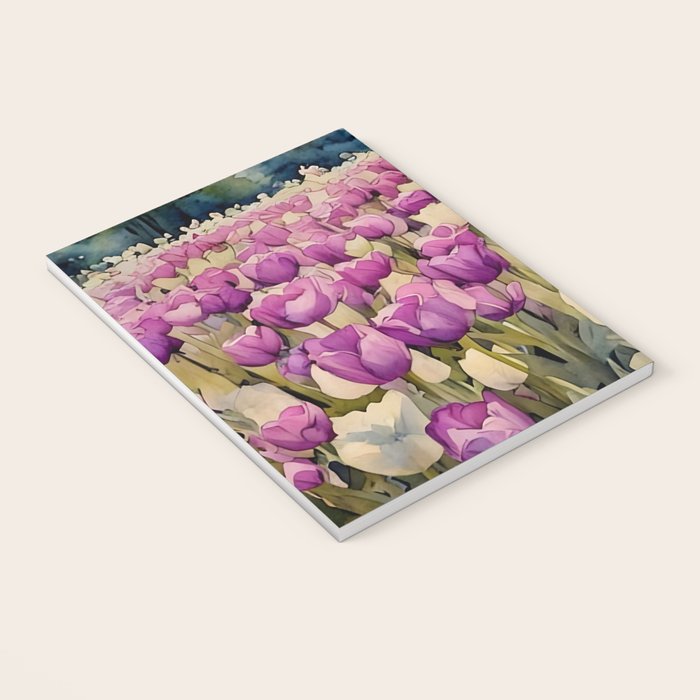 Purple tulips field  Notebook Gallery Image 3