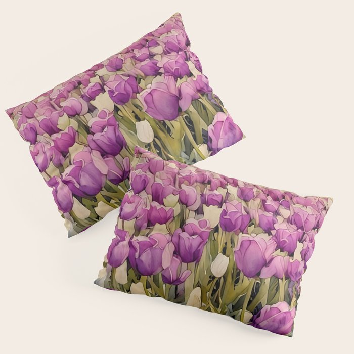 Purple tulips field  Pillow Sham Gallery Image 3