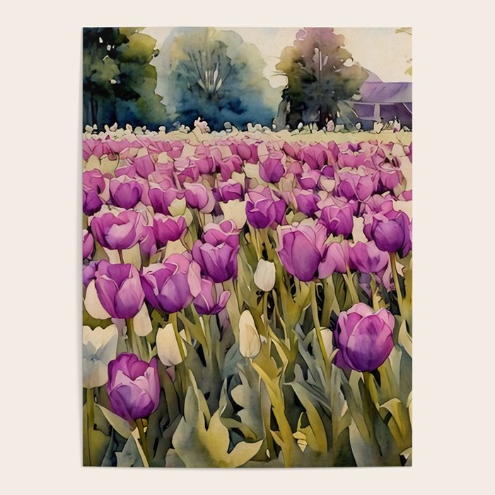 Purple tulips field  Poster Gallery Image 4