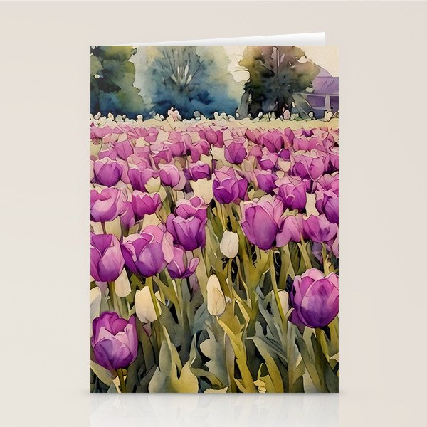 Purple tulips field  Stationery Card Gallery Image 2