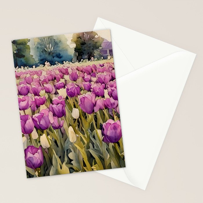 Purple tulips field  Stationery Card Gallery Image 2