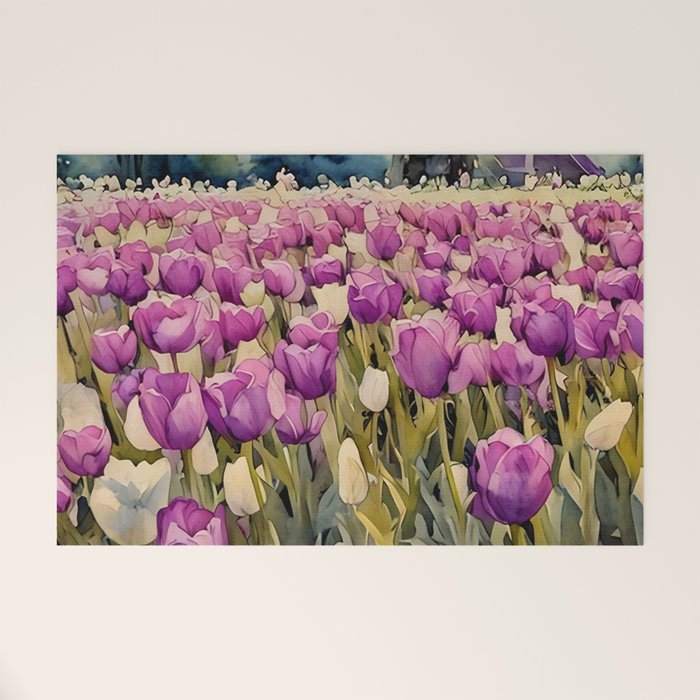 Purple tulips field  Welcome Mat Gallery Image 1