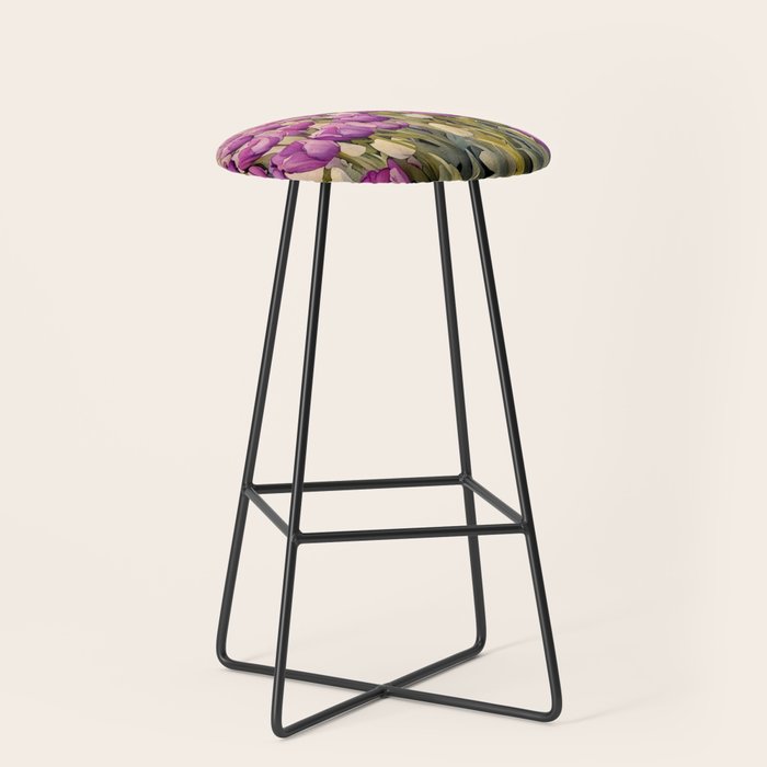 Purple tulips field  Stool Gallery Image 1