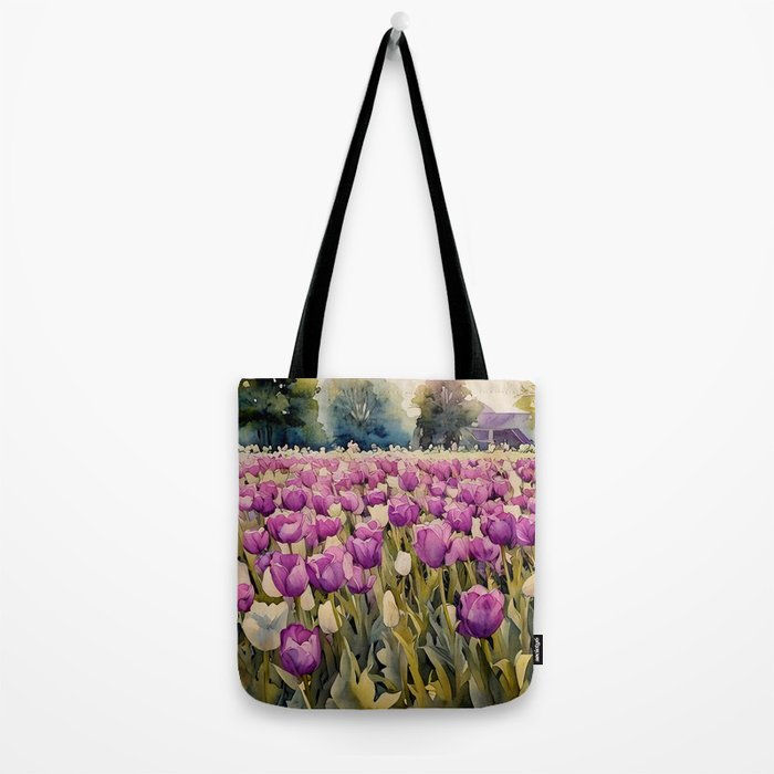 Purple tulips field  Tote Bag Gallery Image 2