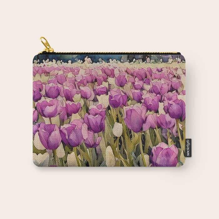 Purple tulips field  Carry All Pouch Gallery Image 1