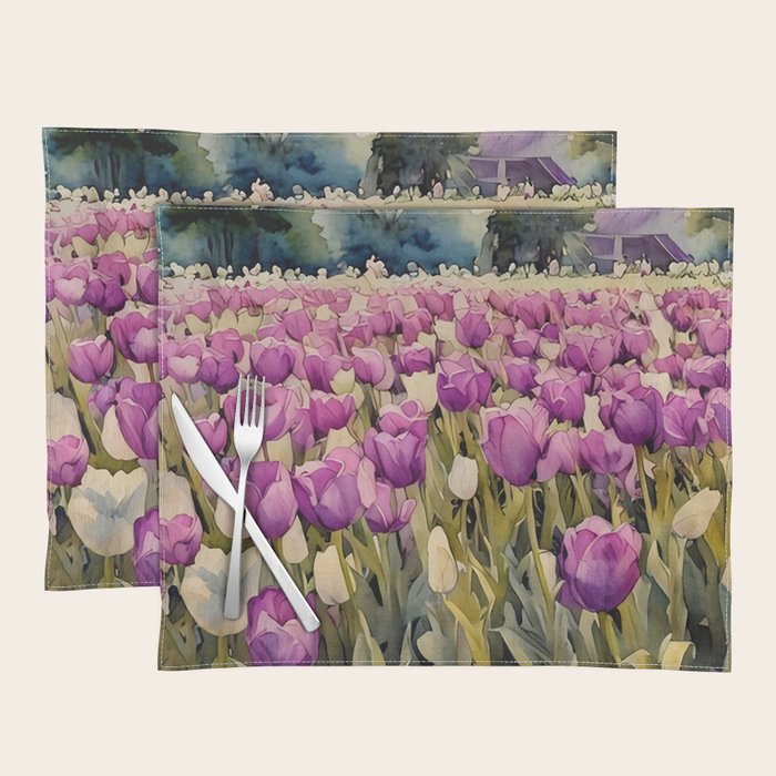 Purple tulips field  Placemat Gallery Image 1